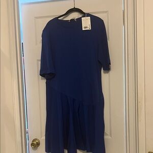 COS Asymmetrical Short-Sleeve Dress in Royal Blue